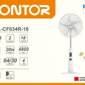 Lontor Rechargeable Standing Fan 18 Inches 30W