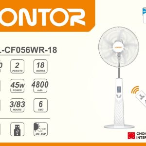 Lontor Rechargeable Standing Fan 18 Inches 45W